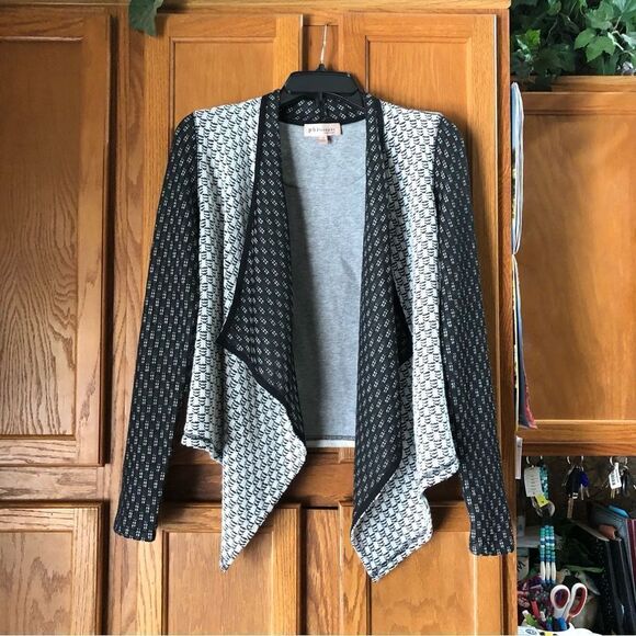 Anthropologie Philosophy Draped Open Woven Cardigan Elbow Patches - S - Picture 1 of 13